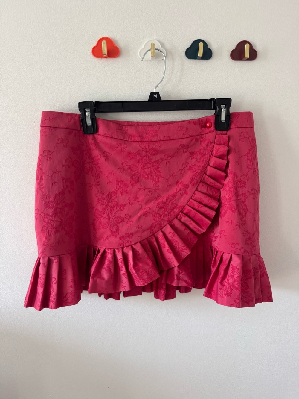 Guess Hot Pink Ruffle Wrap Mini Skirt
